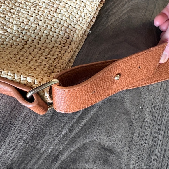 GND Brand Natural Woven Bag with Brown Leather Shoulder Bag - Picture 5 of 11